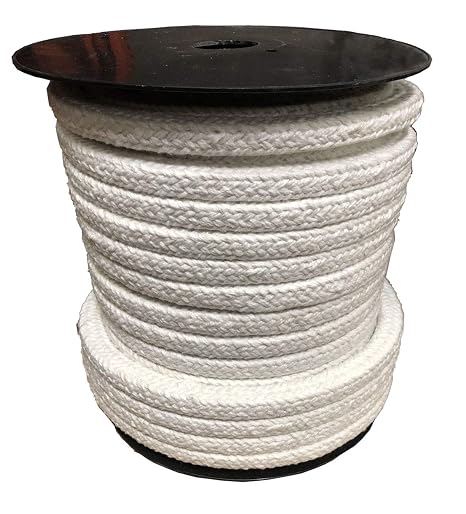 Rope Seal - Ceramic Fiber Rope Gasket, Square Braided 1/2" x 8 feet, High Temperature Gasket Seal for Boiler Furnace Oven Kiln Casting
