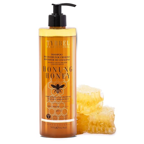 Honung Honey Reconstructing Shampoo 1.7 fl oz Gentle Cleansing, Restores Elasticity in Dry & Chemically Damaged Hair Damage Minimization, Sulfate-Free, Professional Home Care Tyrrel