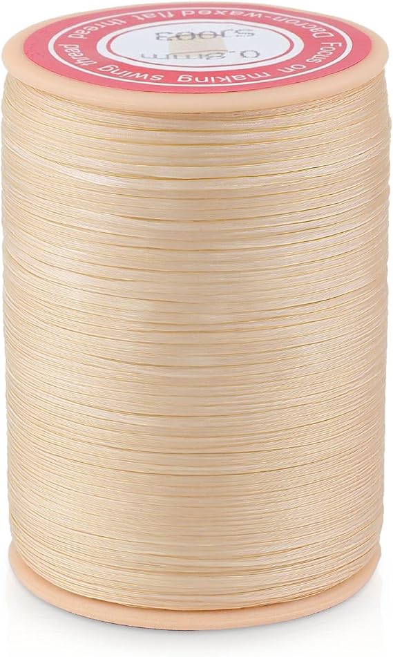 Waxed Thread Cord 260m/285 Yards Leather Sewing Waxed Thread 150D/16 0.8mm Waxed Linen Thread For Bookbinding Leather Craft Diy Hand Sewing Shoe Repairing Wax String Wax Yarn(Beige)