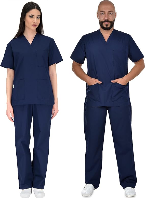 B-well Colombo Unisex Scrub Set, Slip-On Tunic and Slip-On Trousers Set, Medical Doctor Uniform, Medical Uniforms & Scrubs, Medical Work Wear, Thick Fabric