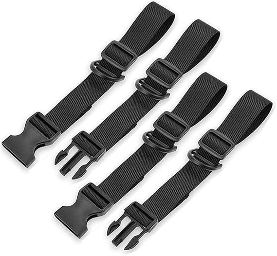 2 Pairs Black Adjustable Nylon Backpack Chest Straps With Buckles