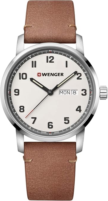 Wenger Attitude Watch Off White Dial, Brown Leather Strap