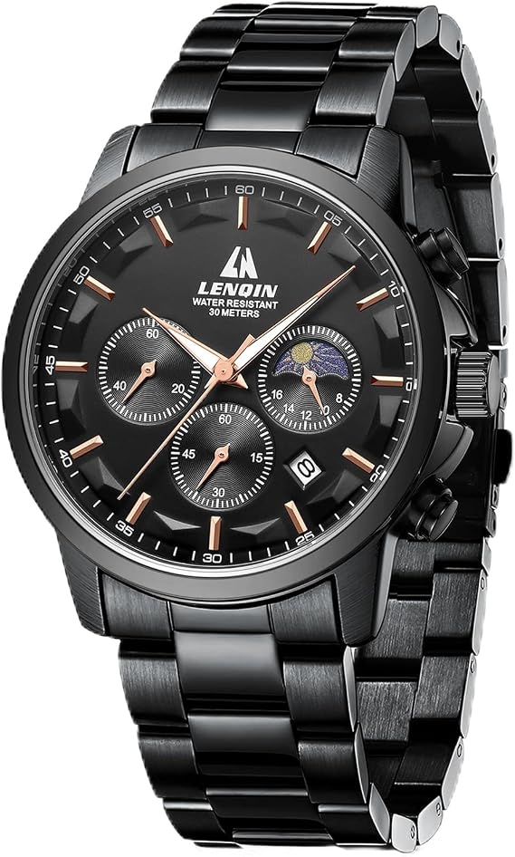 Mens Watches Chronograph Watches Men Stainless Steel Analog Quartz Watch