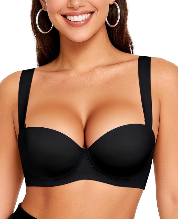 Upushall Push Up Padded Bras for Women Adds-2-Cups Plunge