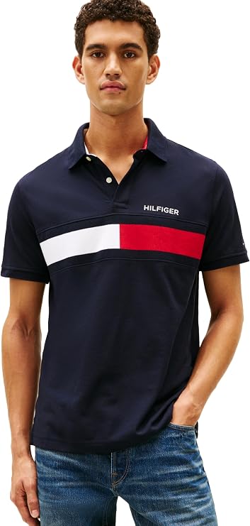 Tommy Hilfiger Men's Short Sleeve Cotton Pique Flag Polo in Regular Fit