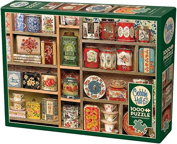 Cobble Hill 1000 Piece Puzzle - Vintage Tins - Sample Poster Included