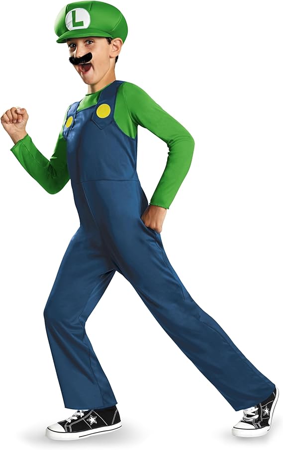 Disguise Nintendo Luigi Costume for Kids, Officially Licensed Super Mario Brothers Boys Costume, Child Size 10-12