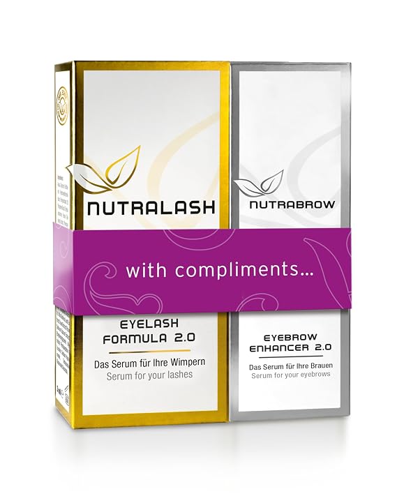 NutraBrow Eyebrow Enhancer & Nutralash Eyelash Formula 2.0 Set I Thicker Brows and Longer Eyelashes in 6-12 Weeks I Lash and Eyebrow Growth Serum I 3ml & 1ml