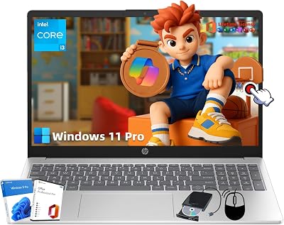 HP 15.6 Business Touchscreen Laptop Computer - wOffice Lifetime & Windows 11 Pro & DVD Drive | 15.6 HD 250 nits Touch Display | Intel i3 1215U | Wi-Fi6 | 32GB RAM • 1TB SSD