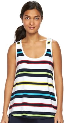 Chaps Sport Womens Striped Racerback Tank XX-Large, Multi Stripe