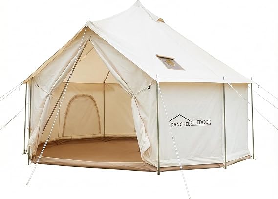 DANCHEL OUTDOOR B6 Heavy Duty Wall Tent w/Stove Jack No Center Pole