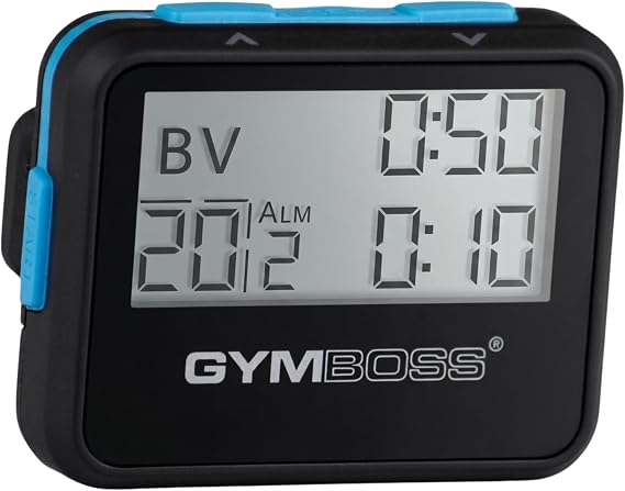 Gymboss Interval Timer and Stopwatch – Soft Coating Black/Blue