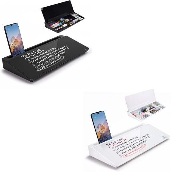 TSJ OFFICE Desktop Whiteboard Dry-Erase-Board - Computer Keyboard Stand White Board Surface Pad with Drawer, Desk Organizers with Accessories for Office, Home, School Supplies 2