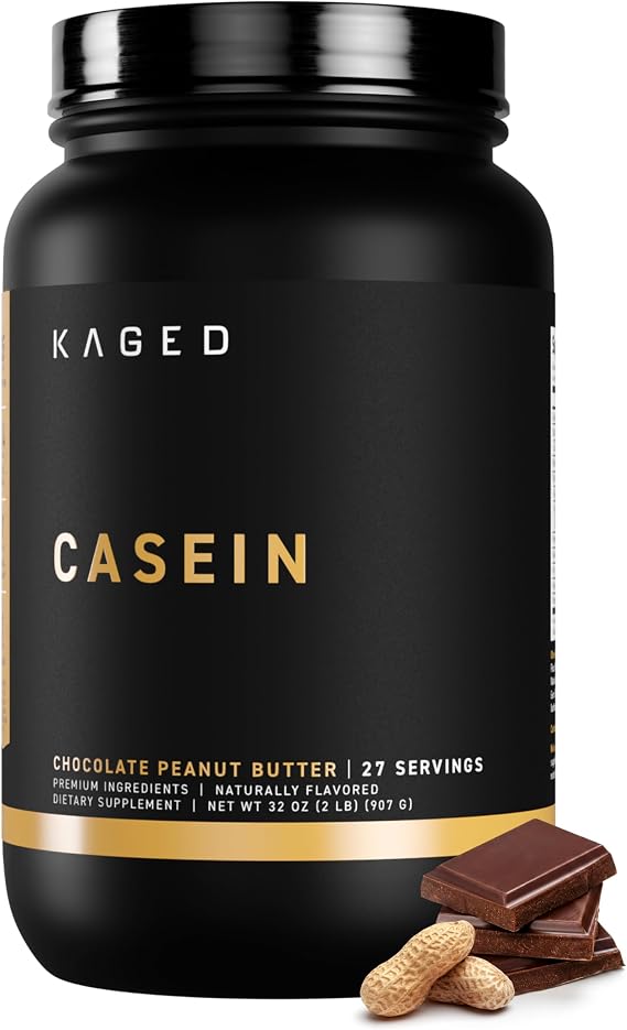 Kaged Premium Casein Protein Powder | Chocolate Peanut Butter | Micellar Casein | Banned-Substance Free Supplement, Build Muscle, Recover Faster | Kasein | 27 Servings