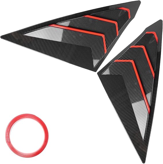 AUTOXBERT Side Window Louvers for Honda Civic 2022 2023 2024 2025 Seden 11th Gen Triangular Scoop Shutter Cover Blind Louvers Carbon Fiber Red