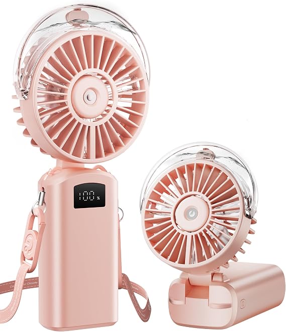 Gaiatop Portable Misting Fan, Rechargeable Handheld Fan with Water Spray