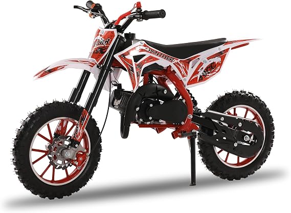 YOXIER 50cc Kids Dirt Bike,2-Stroke Gas Dirt Bike, Mini Bike for Kids 8-14,Gas Power Pocket Rocket Bike,Gas Motorcycle with Front Rear Disc Brakes, Off Road Mini Motorcycle Max Load 330Lbs Max Speed