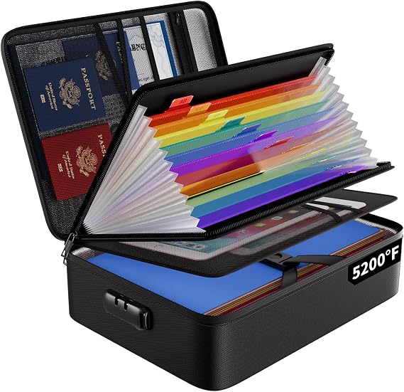ENGPOW Fireproof File Organizer Bag with 13 Pockets Accordion File Folder