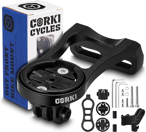corki Bike Out Front Combo Computer Mount Adapter for Garmin Edge 130 200 500 510 520 810 820 1000 1030 (Simple Rainbow) Compatible with GM Wahoo Bryton Cateye Bike Mount