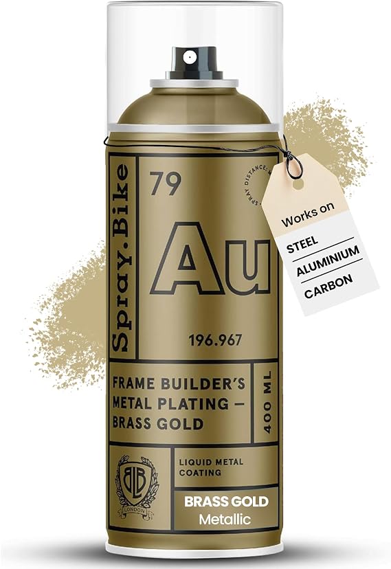 Spray.Bike Frame Builder's Metal Plating Aerosol Coat Brass Gold, 400ml | Metallic Spray Paint for Bike Painting | Brass Gold Spray Paint for Metal | Professional Quality, Premium Finish, Durable