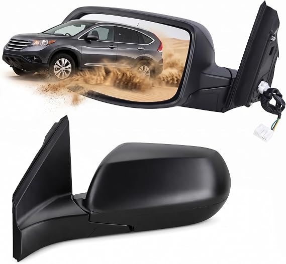 Left Driver Side Mirror Compatible With 2012 2013 2014 2015 2016 Honda CRV CR-V With Manual Folding Power Glass Black Replace#76258-T0A-A11(3Pins)