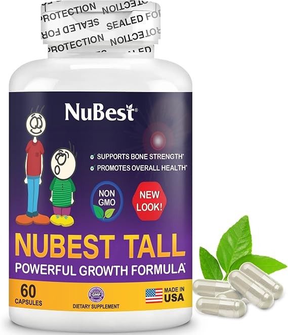 NuBest Tall New Look for Age 5+ Supports Bone Growth, Brain Growth, Immunity for Kids & Teens - 60 Count