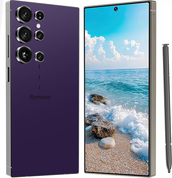 I25 Ultra Unlocked Cell Phone, 12+512GB Unlocked Phone 7000mAh Long Battery Life Smartphone,Built in Pen,6.8" HD Screen,5G/Dual SIM/Fingerprint Unlock/Face ID (Purple)