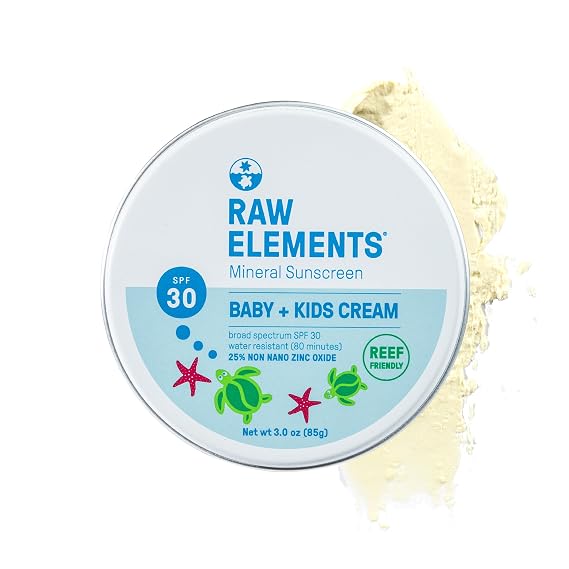 Raw Elements Baby & Kids SPF 30 Organic Sunscreen Stick, 3 oz | Non-nano zinc oxide with reef-safe formula, zero-waste tube, and water resistance for outdoor protection.
