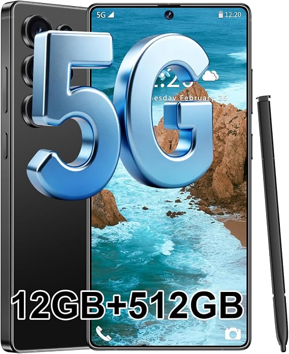 S25 Ultra 5G Unlocked Smartphone,12GB+512GB Fully Cell Phone for Android 14, 6.99" Unlocked Cell Phone, 7000mAh, 68MP+108MP Dual Camera/Dual SIM/Fingerprint Lock/Face,Black