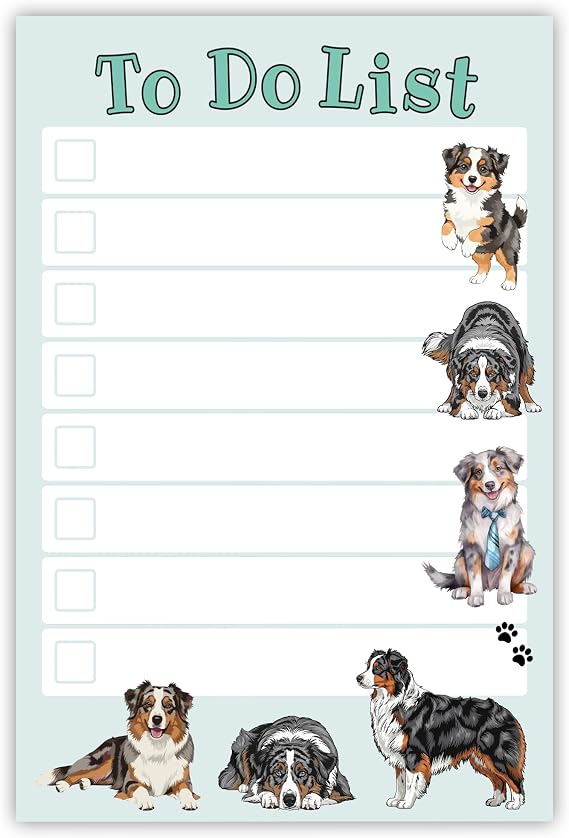 Australian Shepherd Kawaii Sticky Notepad to Do List | Dog Lover Gifts for Women | Office School Supply Sticky Notes 4"x6" 50 Pages