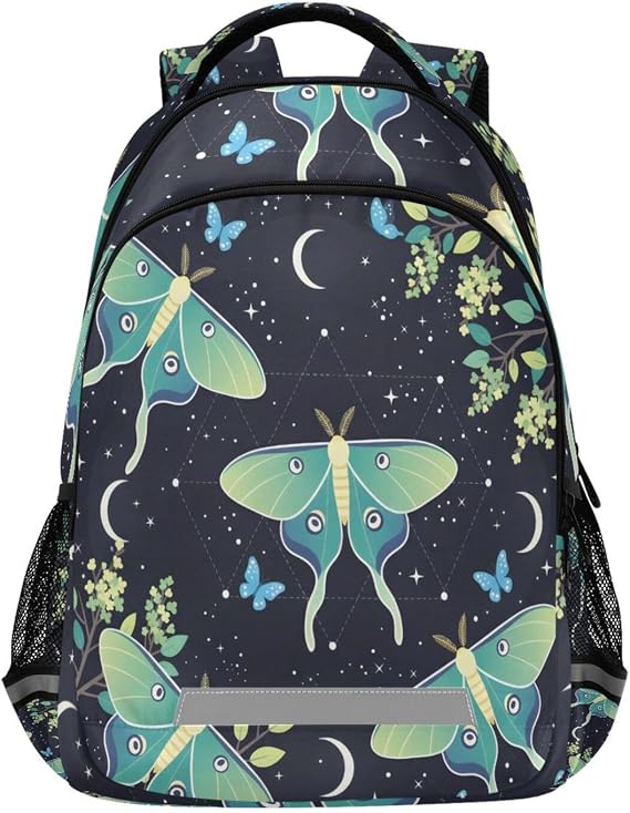 ALAZA Teal Blue Butterfly Moon Star Backpacks Travel Laptop Daypack School Book Bag for Men Women Teens Kids