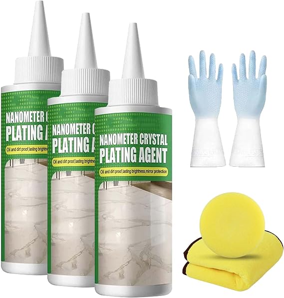 Nano Crystal Coating Agent for Tile & Furniture, Nanometer Crystal Plating Agent - Shine, Seal & Protect Kitchen & Bath Surfaces, Repels Stains & Grime (160ML*3)