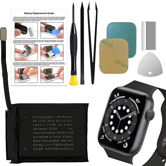 New Battery Replacement A2327 Compatible with Apple Watch Series 6th 44mm, with Instruction & Tools