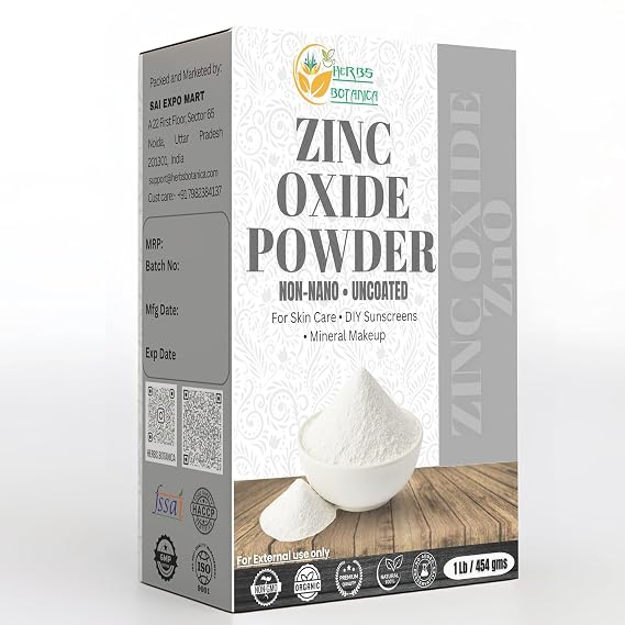 Herbs Botanica Zinc Oxide Powder Non-Nano 1 lb Uncoated for DIY Skincare, Sunscreen, Lotion, Soap & Crafts Oxido de Zinc Polvo for Cosmetic & Personal Use
