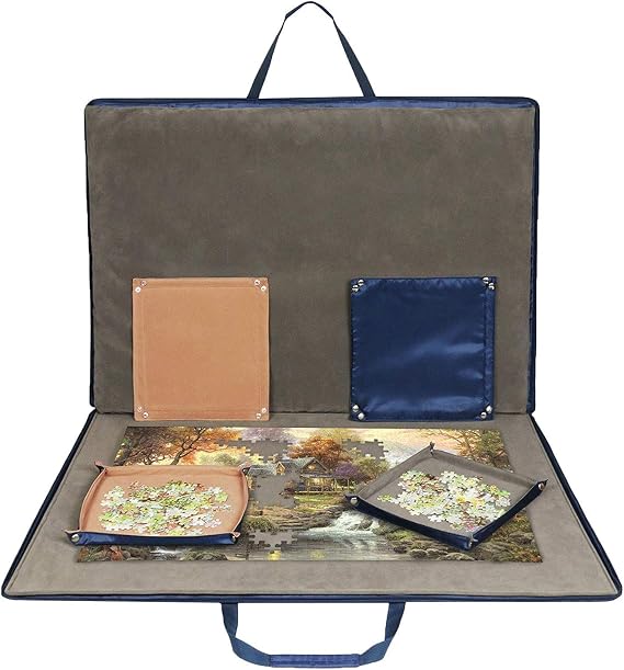 Lavievert 1500 Piece Jigsaw Puzzle Board with Padded Cover, Portable Case with 6 Sorting Trays & Detachable Board, Puzzle Caddy Storage Saver with Non-Slip Surface for Adults