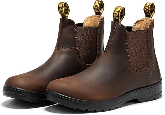 ROCKROOSTER Chelsea Boots for Men, Soft toe, 6 Inch Slip-on Work Boots,Medium Width, EH Rated lightweight Mens Boots
