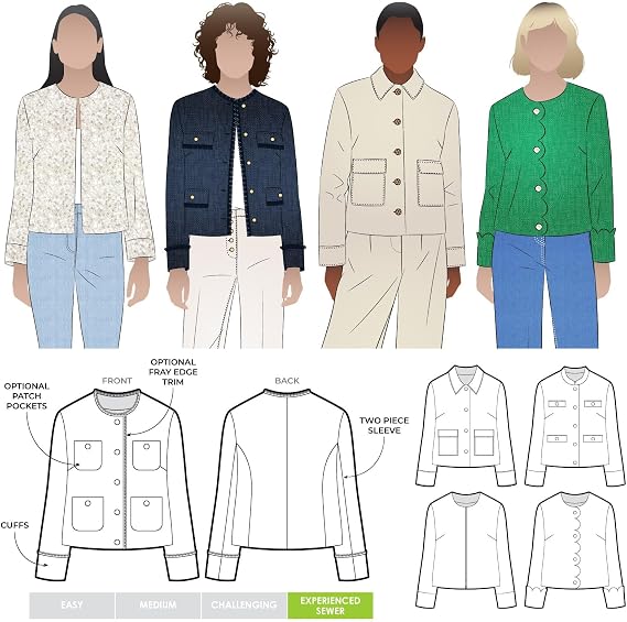 Style Arc Sewing Pattern - Delphine Woven Jacket (Sizes 04-16)