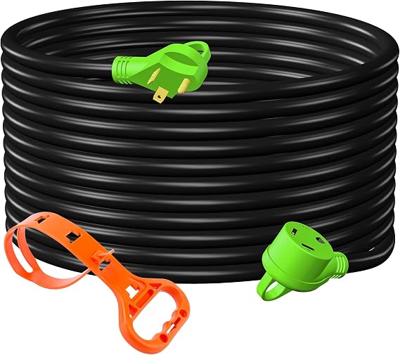 Gerguirry 50 Feet 30 Amp RV Power Extension Cord, Heavy Duty 10 Gauge 3 Wire STW Cord with LED Power Indicator, NEMA TT-30P to TT-30R with Cord Organizer for Trailer Motorhome Camper