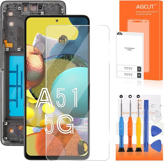 OLED for Samsung Galaxy A51 5G Screen Replacement for Samsung A51 5G LCD Display A516U SM-A516U LCD Digitizer Touch Assembly with Frame(Only for U Version for Support Fingerprint)