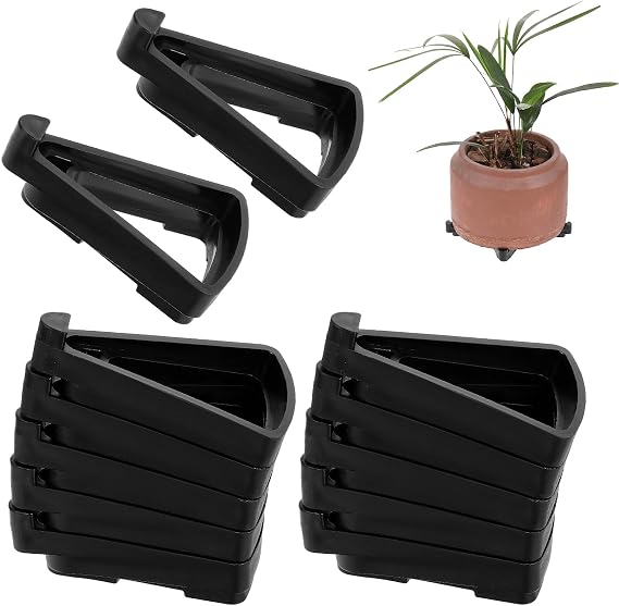 Hariendny 12 PCS Pot Feet for Outdoor Planters, Plant Pot Feet, Invisible Flower Pot Risers Toes, Plant Risers for Pots Outdoor, Prevent Stains and Water Damage(Black)