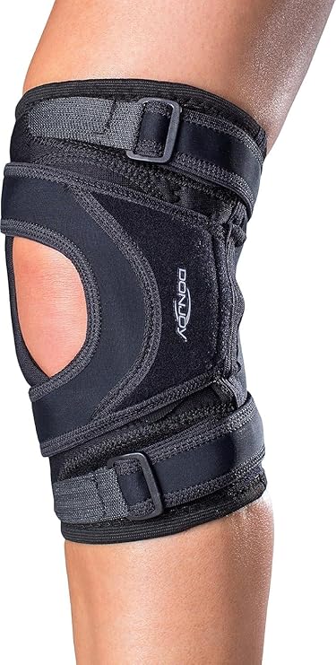 DonJoy Tru-Pull Lite Knee Brace for Patella Instabilities & Dislocations - Bifurcated Strap and Dual-Durometer Buttress, Small, Right