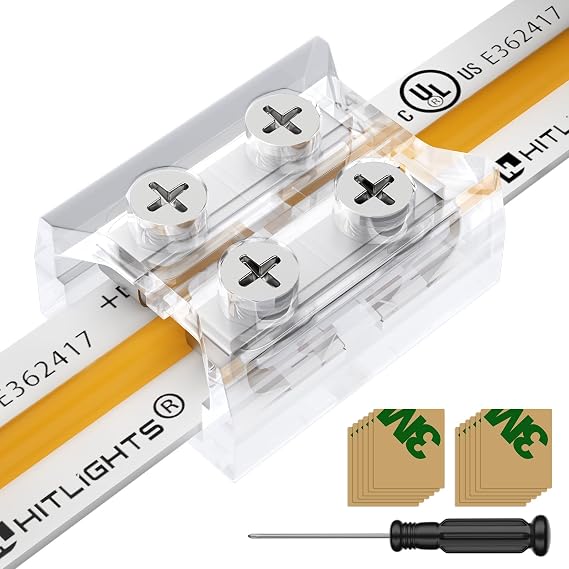 HitLights led Connectors 12 Pack 2 Pin 8mm for Single Color LED Strips