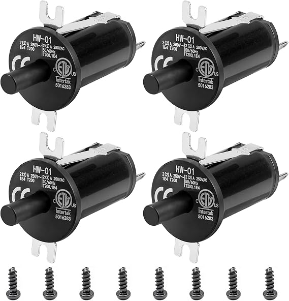 4 Pack Lid/Door Switch Replacement Kits, Masterbuilt Gravity Series 560/800/1050 XL Digital Charcoal Grill + Smokers with Mounting Screws