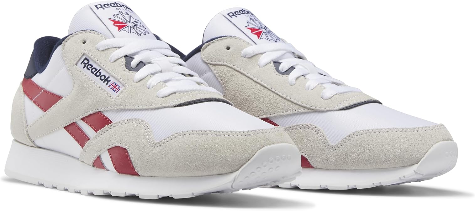 Reebok Men's Classic Nylon Sneaker, White/Flash Red/Vector Navy, 11