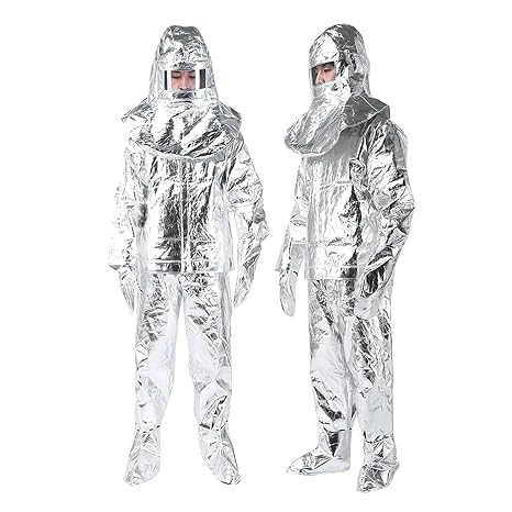 Anti Thermal Radiation Suit, Composite Aluminium Foil Suite 500/1000 ℃, for High-Temperature Environments, and Firefighters(500℃,XX-Large)