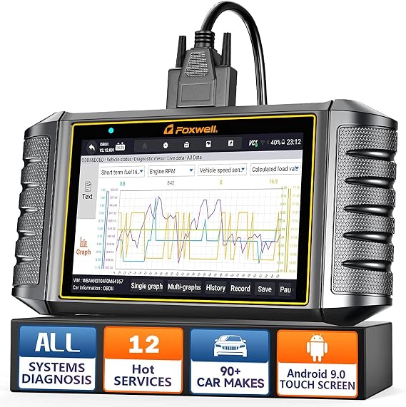 FOXWELL NT726 Bidirectional Full System Scan Tool for All Cars, 12+ Service Resets with Oil EPB TPMS SAS ABS Bleeding Throttle Relearn Injector Coding, Automotive OBD2 Scanner Diagnostic Tool
