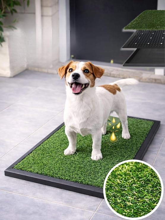 Beylini Köpek Çim Tuvalet Matı Pet Kedi Plastik Havuzlu Drenajlı Kaka Çiş Ped Halısı Hijyenik Paspas Köpek Tuvalet Eğitim Parkı Tuvalet Çiş Eğitimi 50x75cm