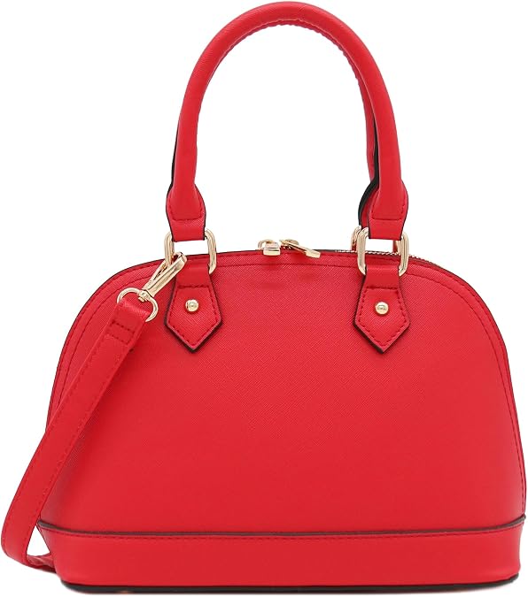 FashionPuzzle Zip-Around Saffiano Classic Dome Satchel