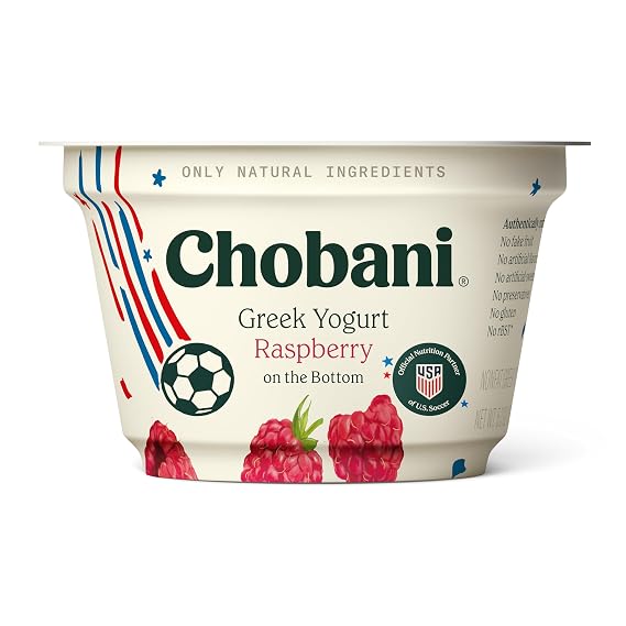 Chobani Non-Fat Greek Yogurt Raspberry on the Bottom 5.3oz