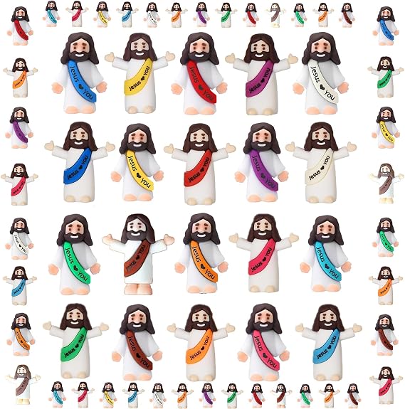 100 Pcs Little Jesus Figures, Mini Jesus Figurines in Bulk, Small Jesus Loves You Figures, Miniature Baby Jesus Resin to Hide, Pocket Gifts